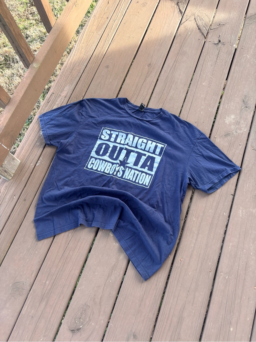 Straight Outta Cowboys Nation Mens XL Navy Tee